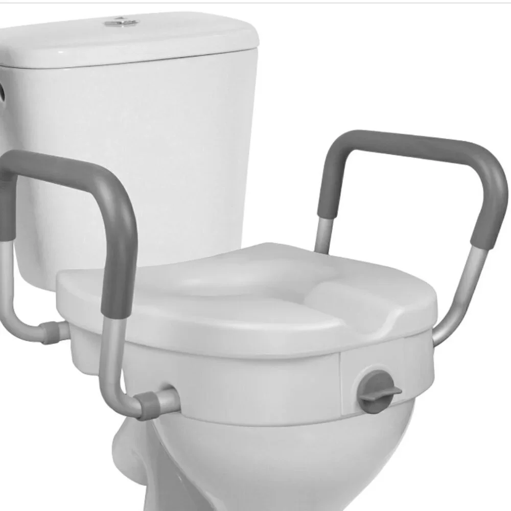 RMS Raised Toilet Seat - 5 Inch Elevated Riser with Adjustable Padded Ar…‎